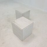 Set of 2 italian marble pedestals or side tables, 1980's