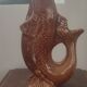 Carafe and glasses "Fish" Amber Ceramic Vintage USSR era