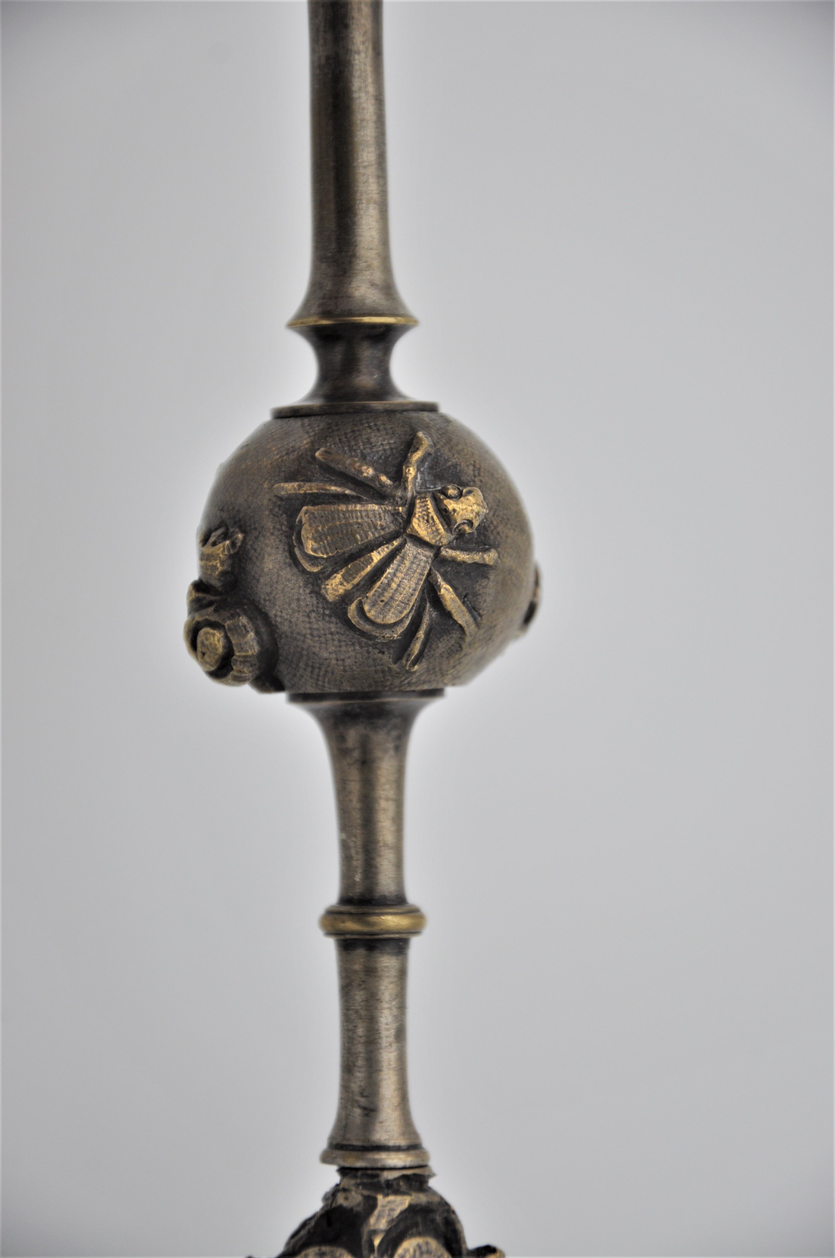 Pair of old gilded bronze candle holders