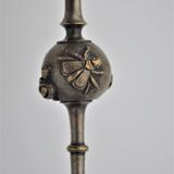 Paire d'anciens bougeoirs bronze doré