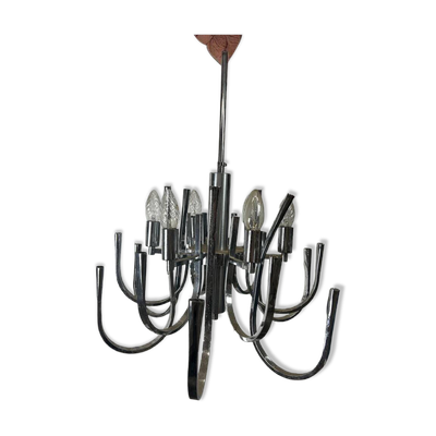 Lustre vintage chromé / suspension avec 6 points lumineux