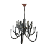 Lustre vintage chromé / suspension avec 6 points lumineux