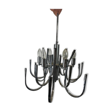 Chrome vintage chandelier / suspension with 6 light points