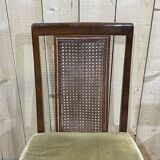 Suite of 4 teak chairs with canned backrest