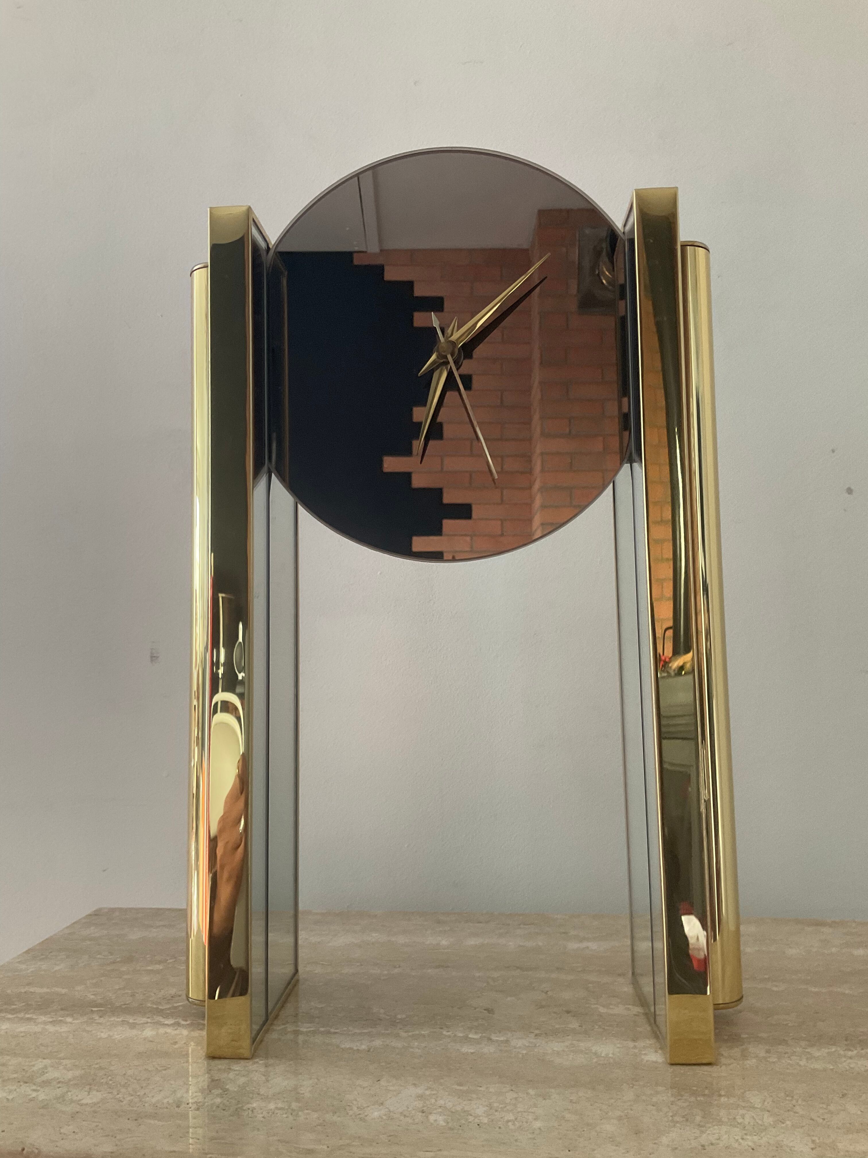 Hollywood Regency clock by Nufa Holland in brass 70s-80s