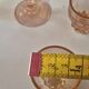 set of 12 stemmed glasses and 3 small vintage pink liqueur glasses in rosaline