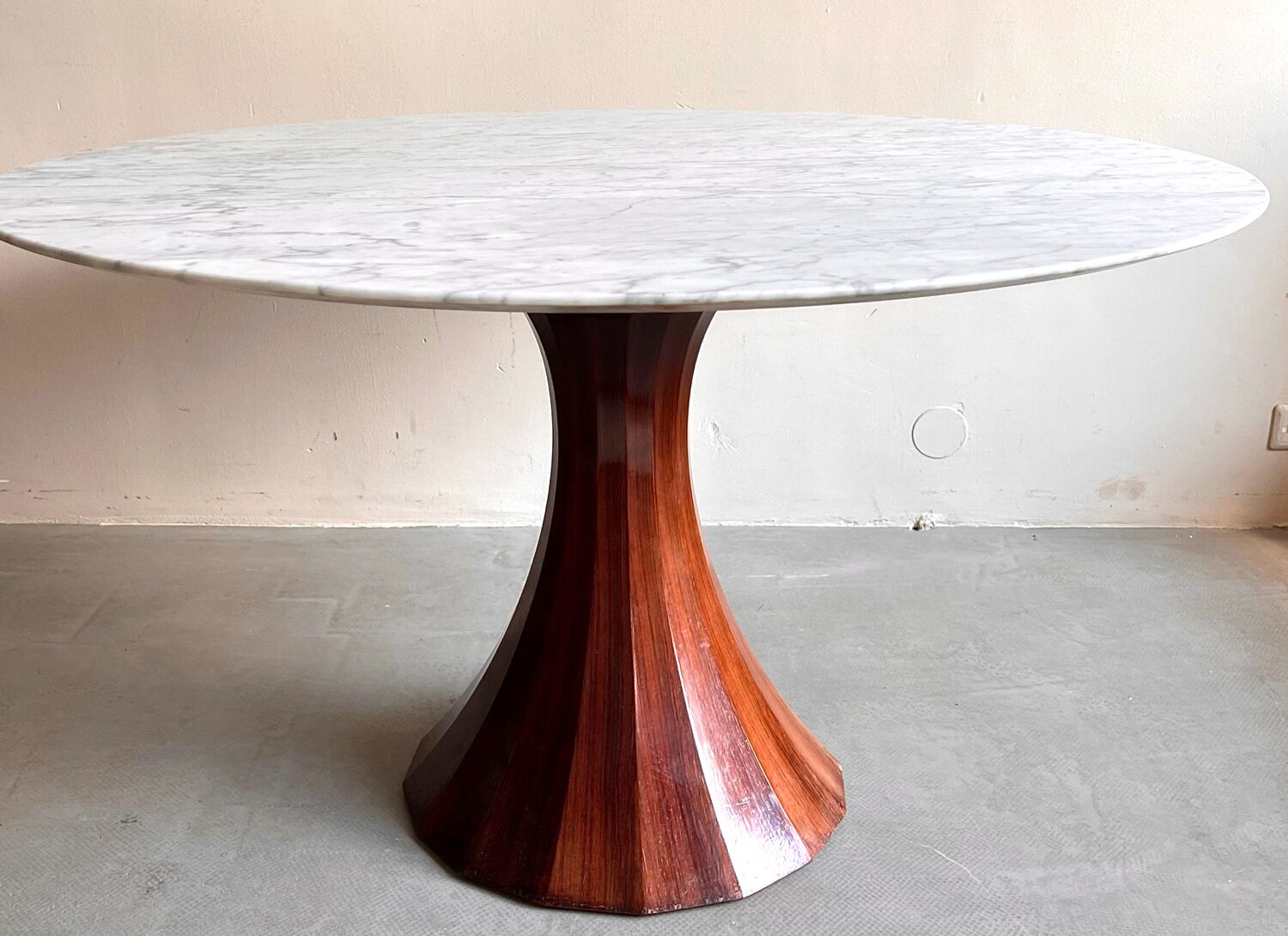 Marble dining table with rosewood base