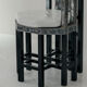 Postmodern Throne Chair in Black Lacquered Wood, Iron Sh