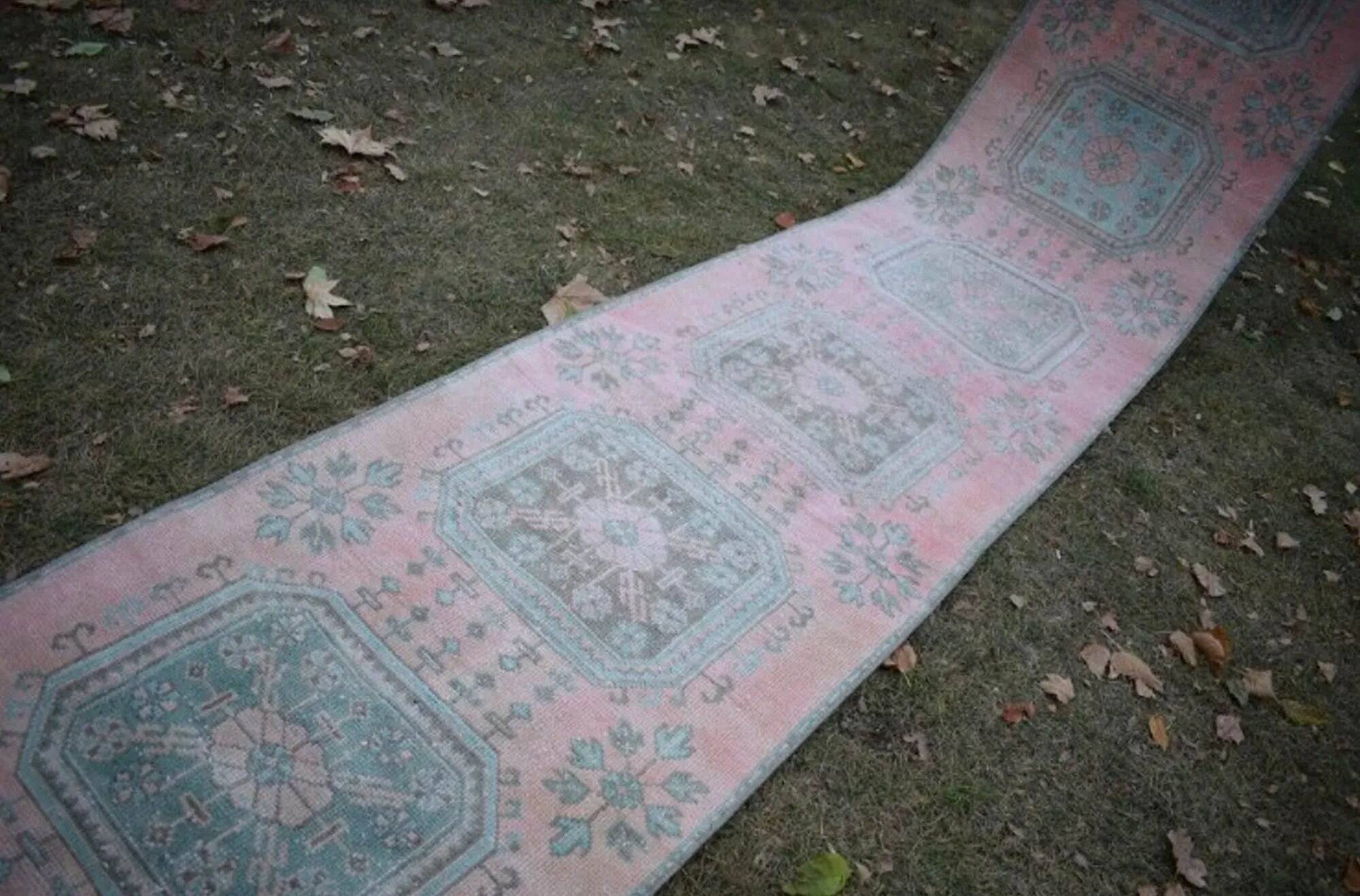 Vintage Turkish hallway rug 85x656 cm