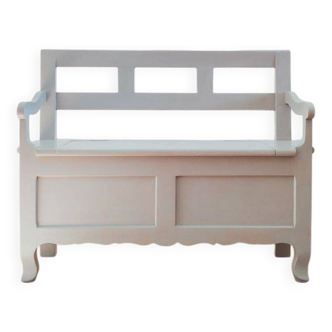 Banc coffre en merisier massif – 2 places