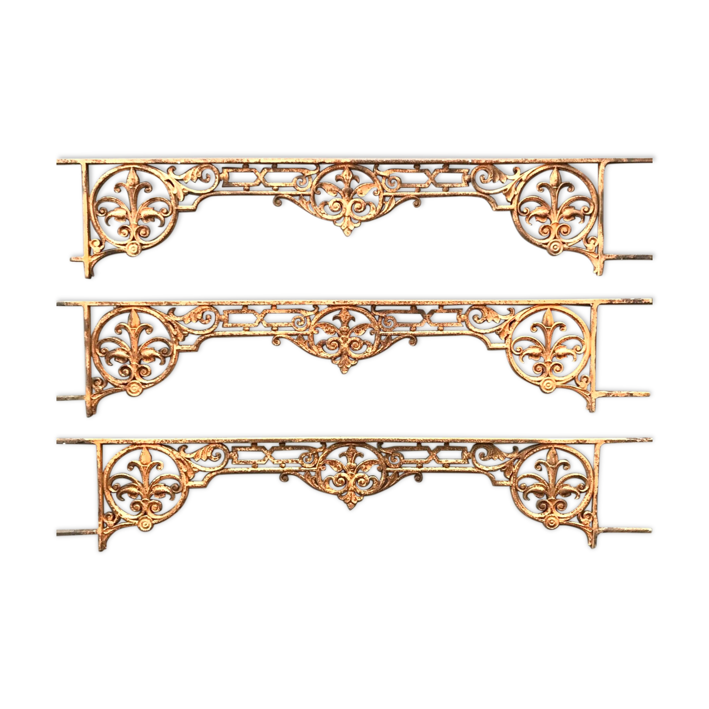 Suite of three cast iron window grille XX century