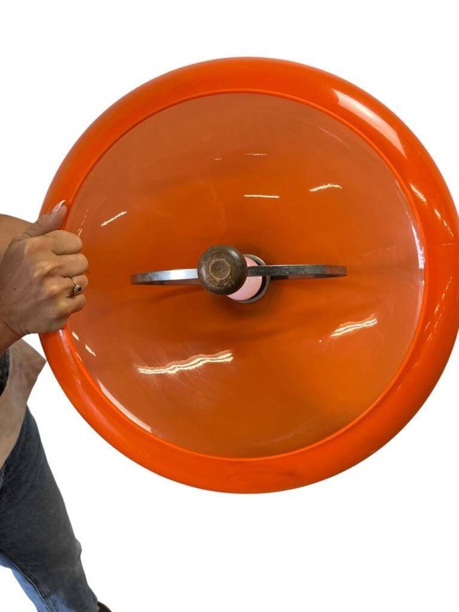 Vintage orange UFO chandelier / pendant light from the 70s