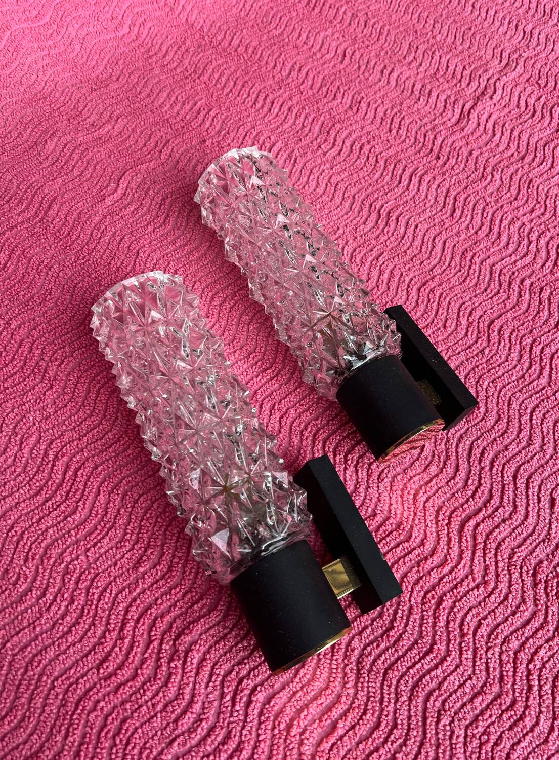 PAIR OF ARLUS WALL LIGHTS 1960-70 BLACK AND GOLD METAL SUPPORTS WITH DIFFUSERS