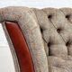 Chesterfield sofa in leather, fabric and wood