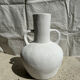 Handcrafted terracotta vase painted white with double handles h:40 d:30