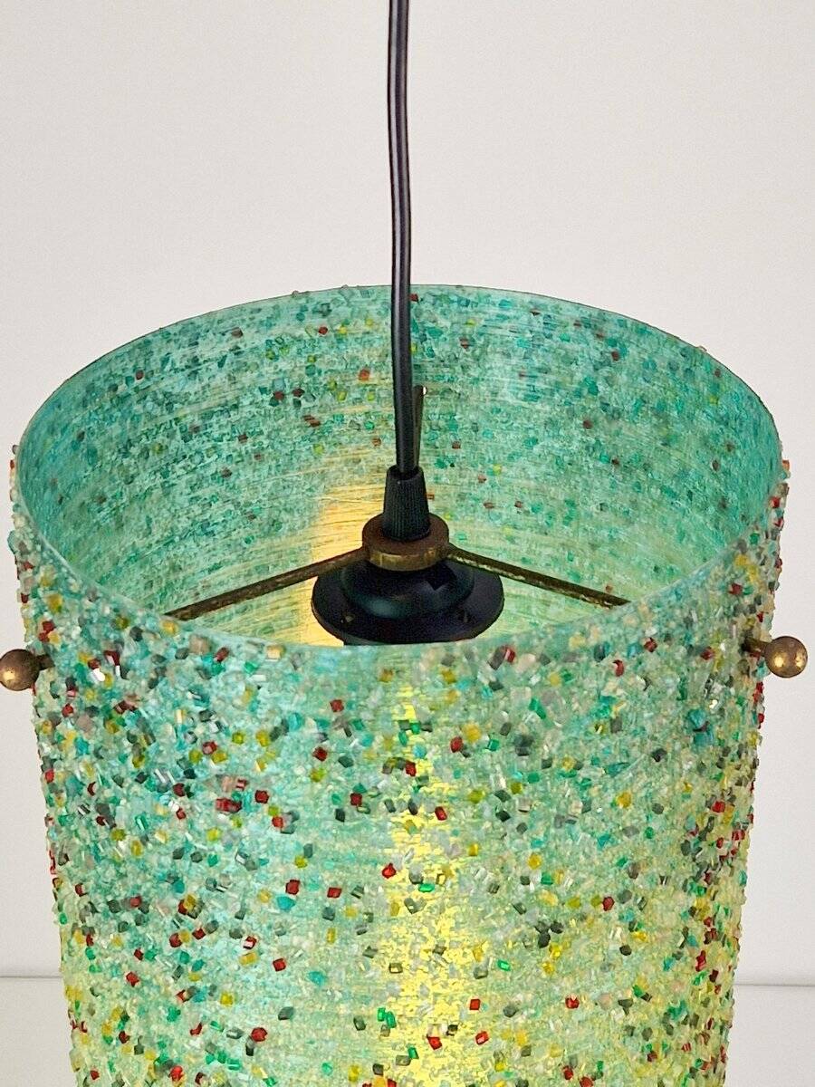 Green Polyester Sugar Tube Pendant Lamp by John and Sylvia Reid for Rotaflex, 1960s