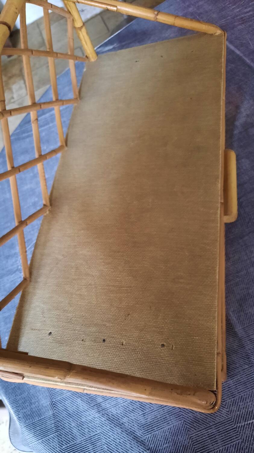 Rattan and bamboo wall shelf