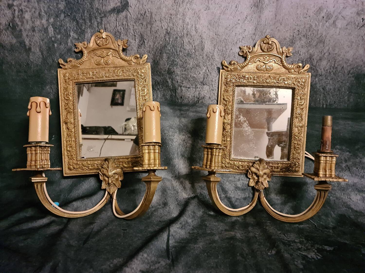 France 19th century pair of finely chiseled bronze sconces