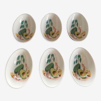 Set of 6 CNP porcelain hors d'oeuvre bowls