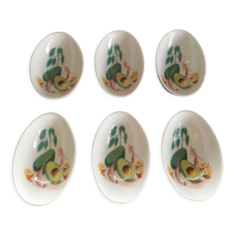 Set of 6 CNP porcelain hors d'oeuvre bowls