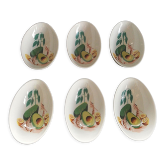 Service 6 coupelles à hors d'œuvre porcelaine CNP