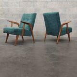 Pair of Czech blue and green armchairs 1960