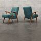 Paire de fauteuils bleu nuancé vert tchèque 1960