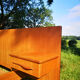 Vintage double double bed Exotic wood built-in hanging bedside tables