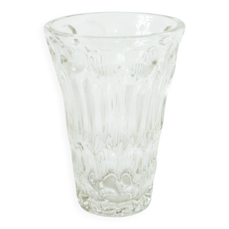 Large molded glass vase, Art Deco, 1930 - 20 x 13 cm