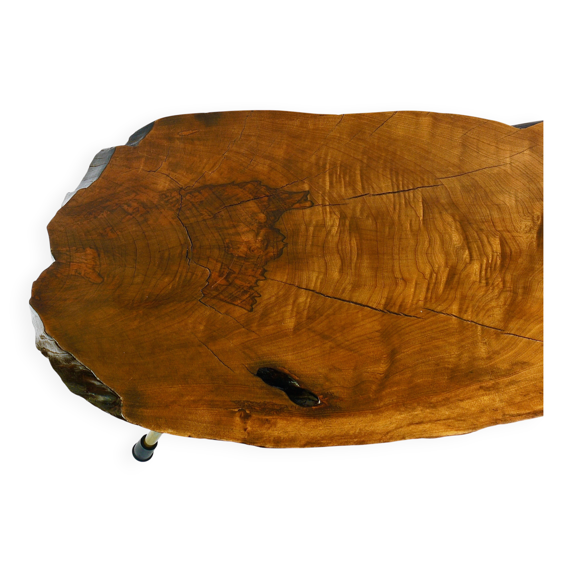 Original coffee table by Carl Aubock, large tree trunk in walnut from the mid-century, 1950s.