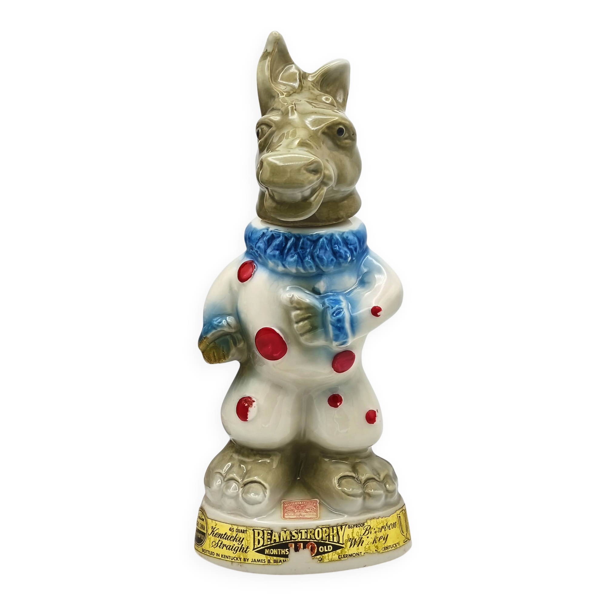 Ceramic carafe "clown donkey" by Jim Beam, USA, 1960s