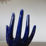 Signed blue ceramic soliflore hand