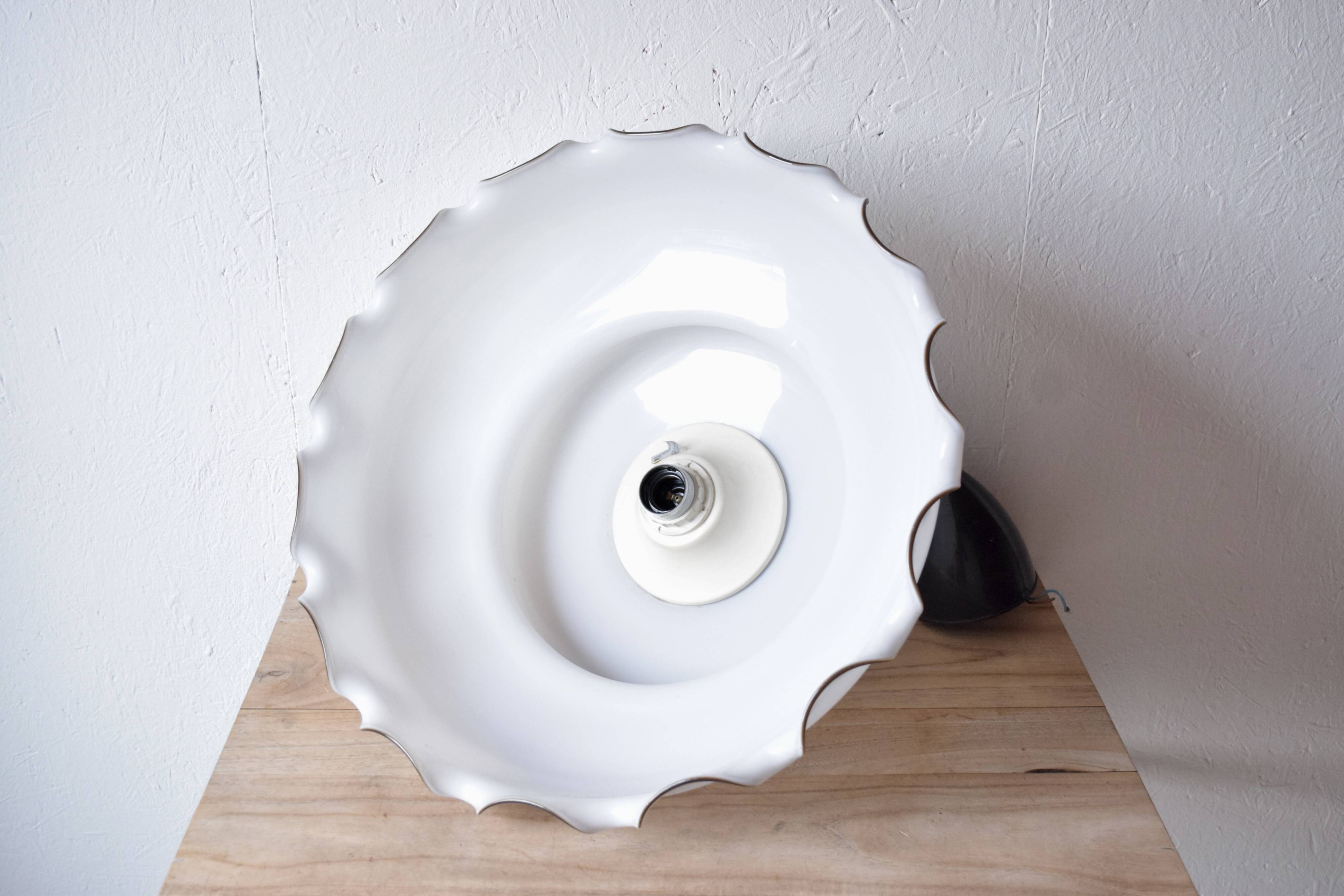 Large vintage pendant light in Massive white opaline - up and down system