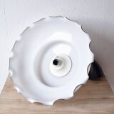 Large vintage pendant light in Massive white opaline - up and down system