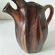 Vintage Belgian ceramic sculptural pitcher in chocolate brown.