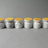 6 egg cups in white marble with gray veins, 1970s