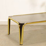 Vintage coffee table in brass and smoked glass