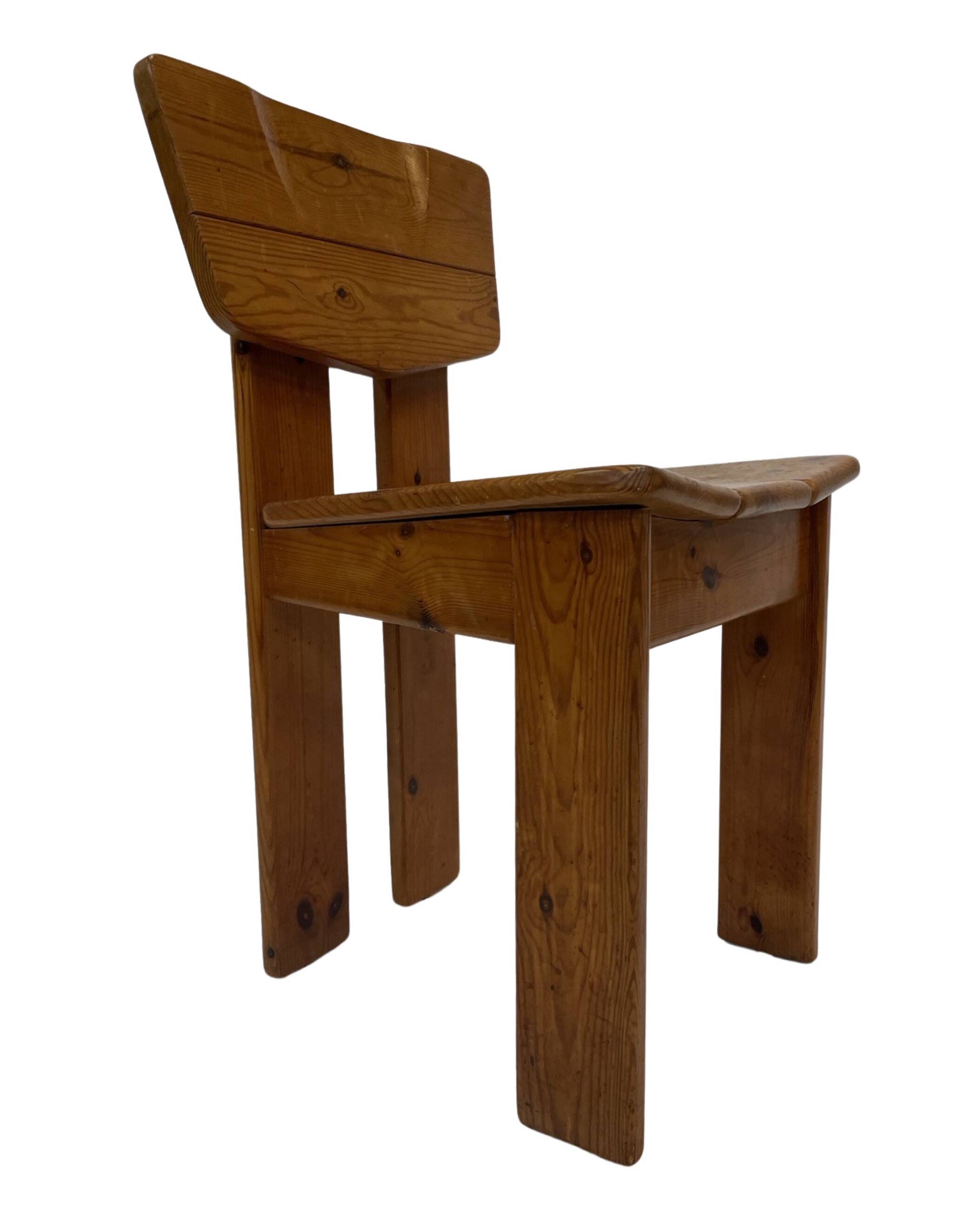 Vintage Brutalist Pine Chair 1970s Minimalist Wood Design