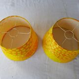 Paire d'abats jour vintage jaune orange pour suspension 1970