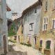 Huile sur bois village provençal