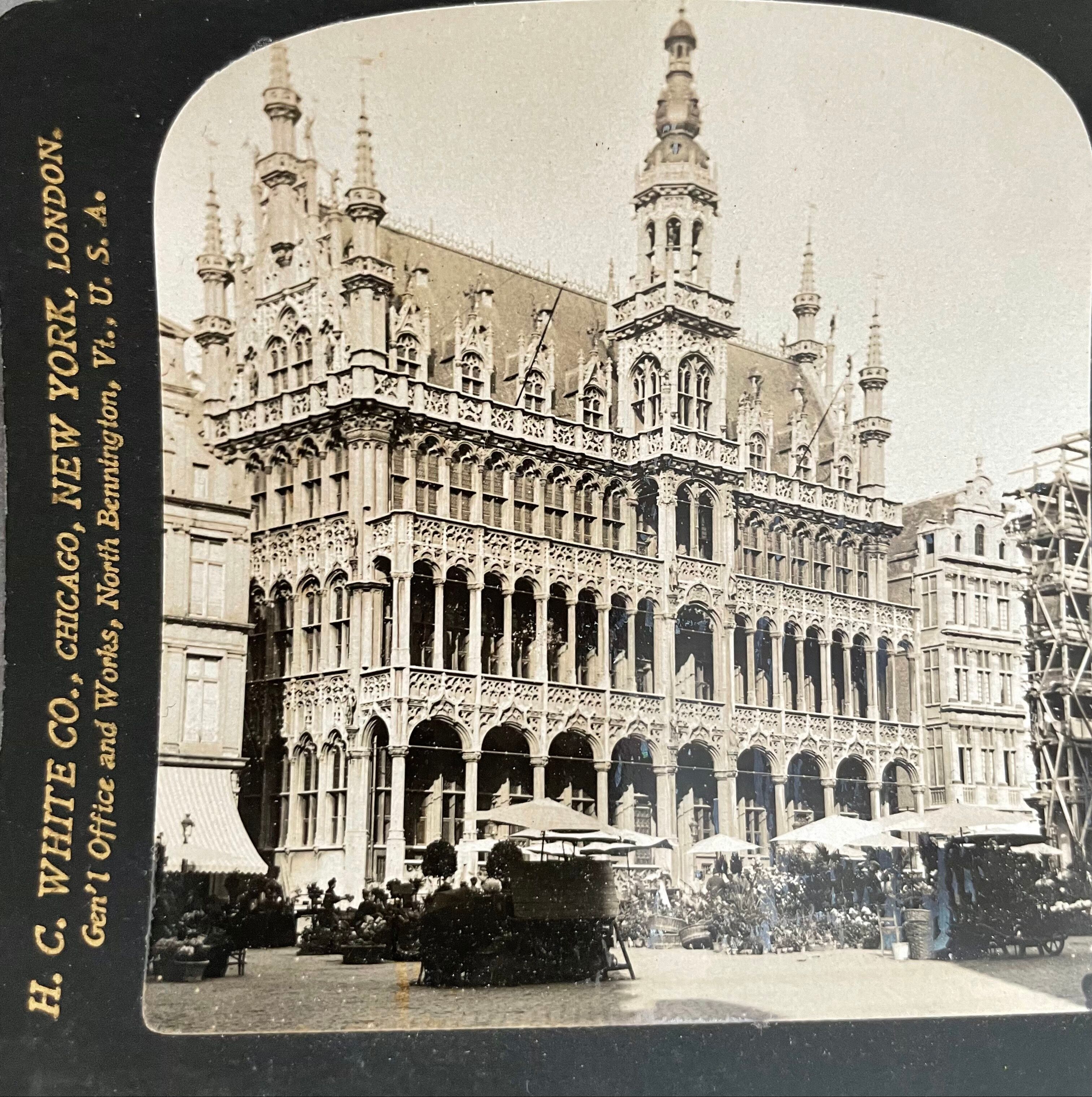 Old photography stereo, stereograph, luxury albumine 1903 Maison du Roi, Belgium