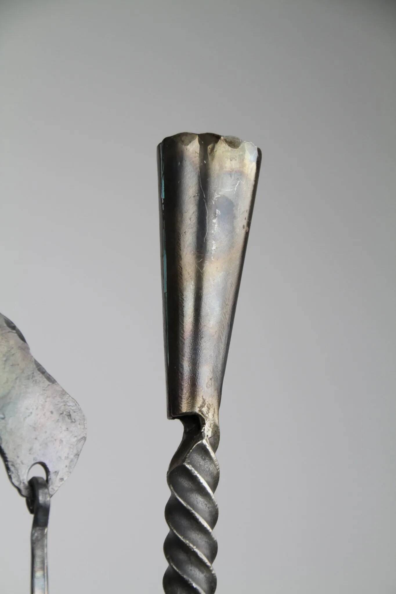 Hand-Forged Wrought Iron Brutalist Candelabra, Scandinavia — circa 1960s/1970s