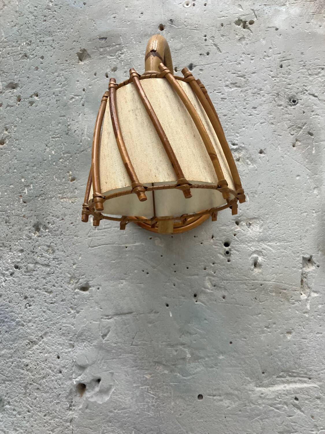 Vintage rattan wall lamp 1950