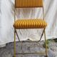Old folding chair lafuma metal gold with fabric yellow stripes vintage