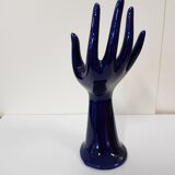 Hand baguier in navy blue faience