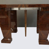 California walnut bramble console table with extension cords