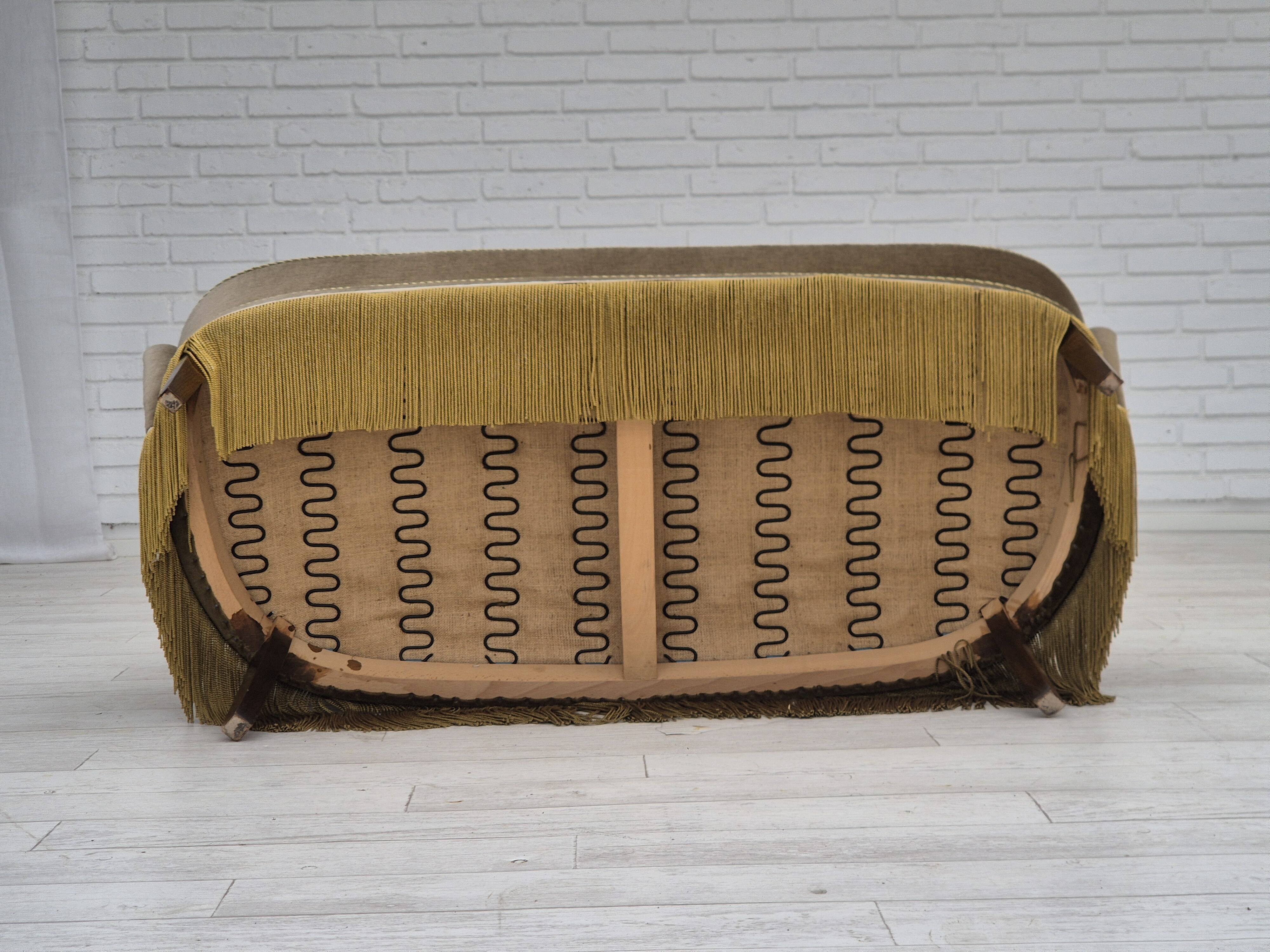 1960s, Danish 2-seater sofa, green furniture velour, original condition.