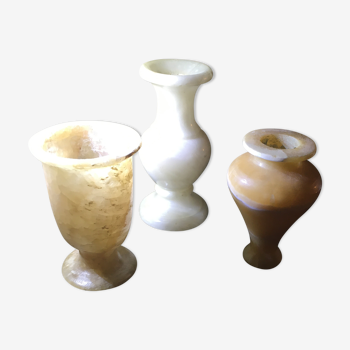 Lot de 3 vases en marbre