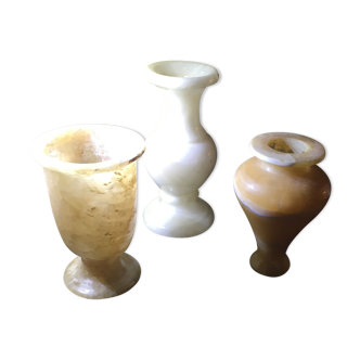 Lot de 3 vases en marbre