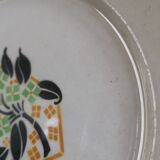 Flat plate old tunis floral porcelain HB French antique